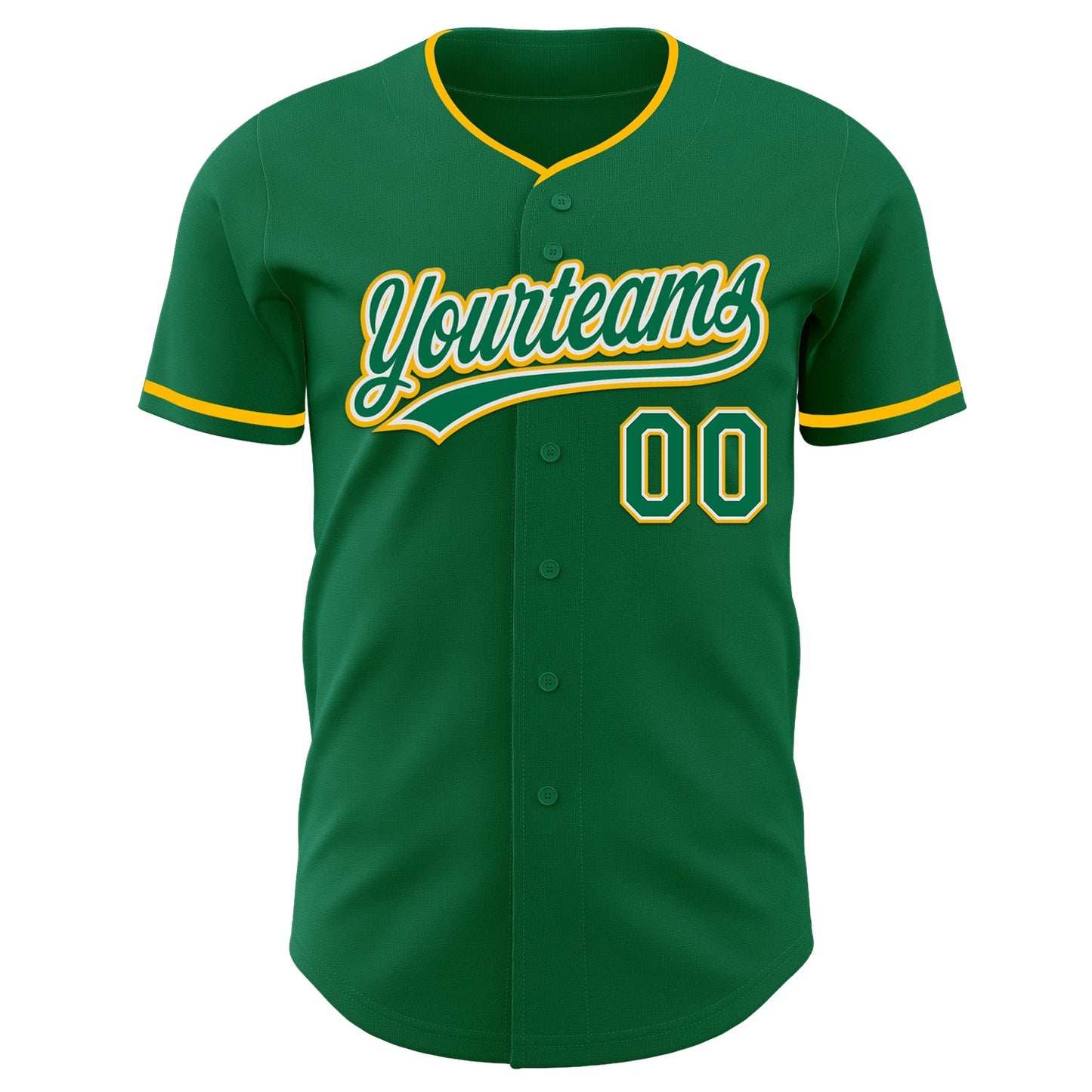 Custom Kelly Green White-Gold Authentic Baseball Jersey view 2