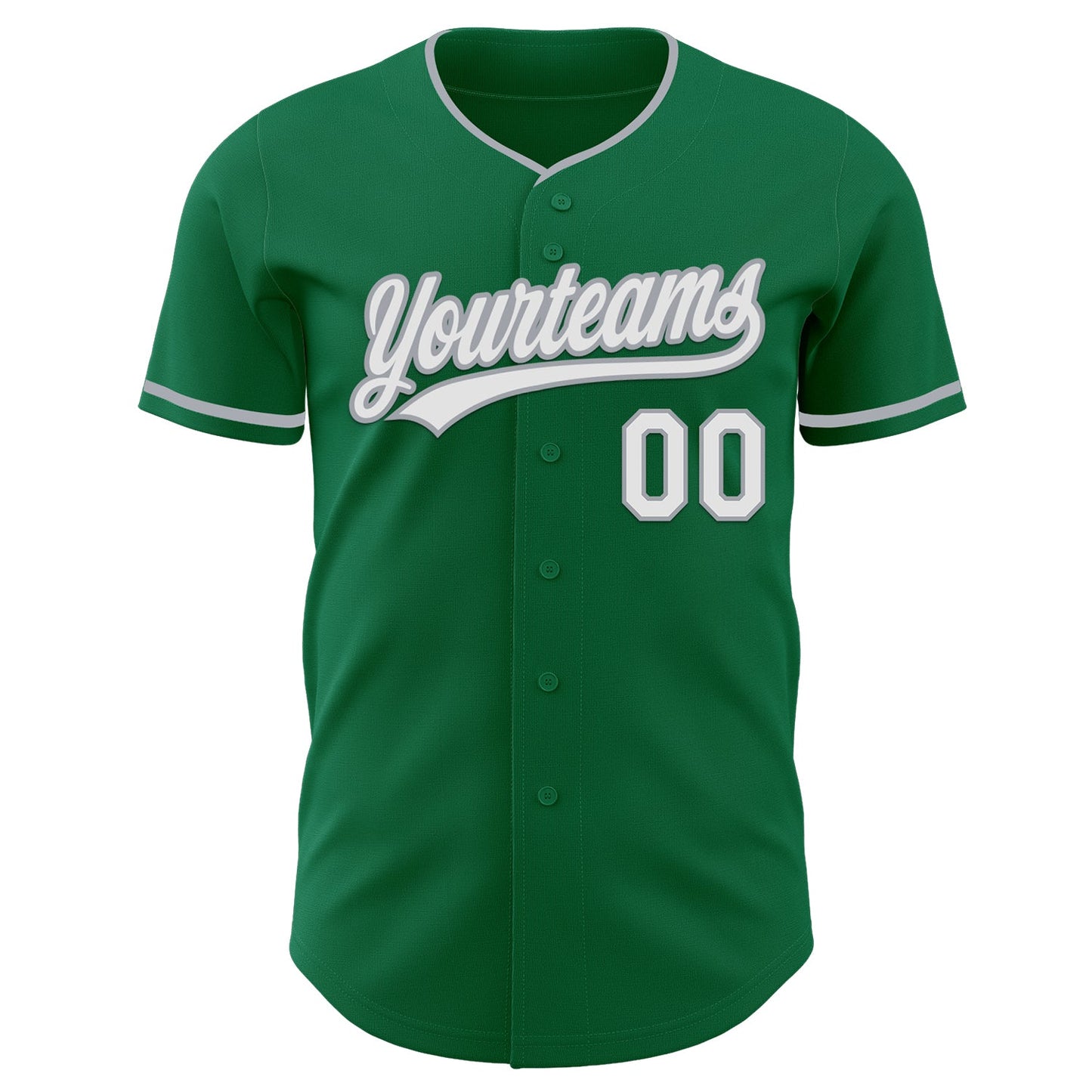 Custom Kelly Green White-Gray Authentic Baseball Jersey view 2