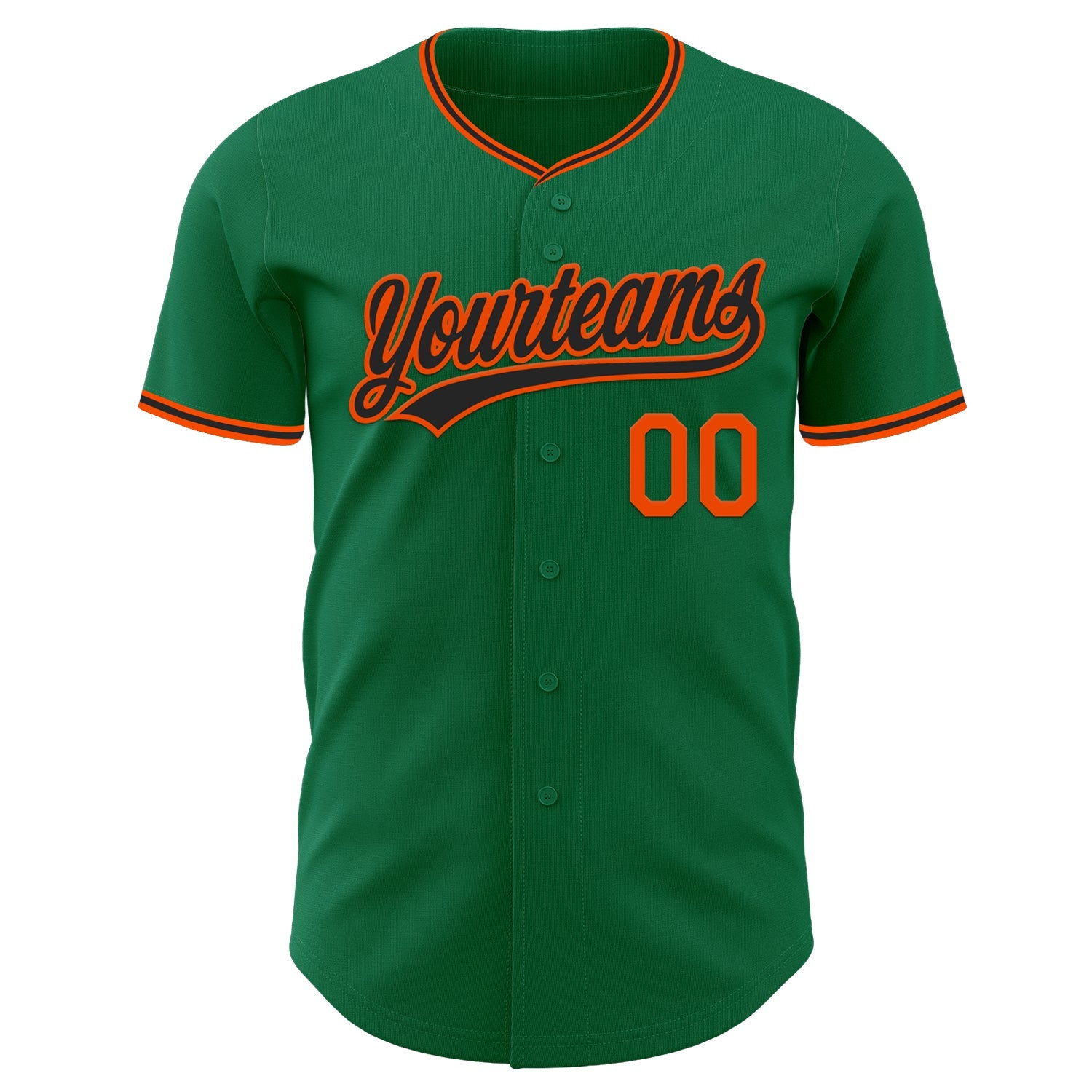 Custom Kelly Green Black-Orange Authentic Baseball Jersey view 2