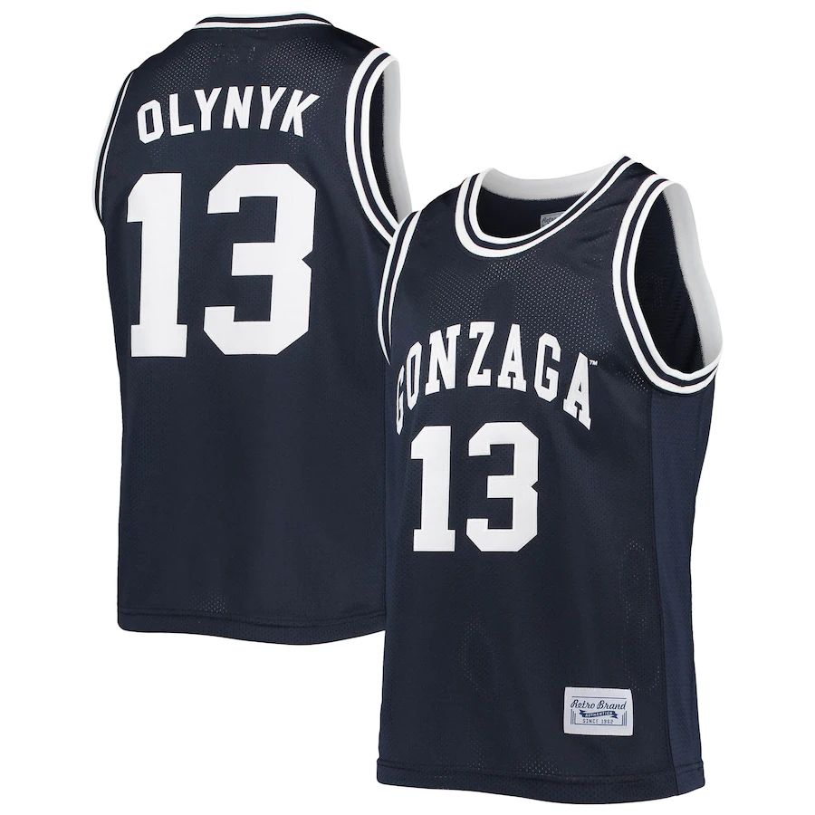 Gonzaga Bulldogs #13 Kelly Olynyk Original Retro Brand Alumni Commemorative Classic Basketball Jersey Stitched American College Jerseys - Main View