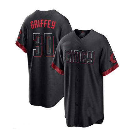Cincinnati Reds #30 Ken Griffey Jr. 2023 City Connect Replica Player Jersey - Black Baseball Jerseys - Main View