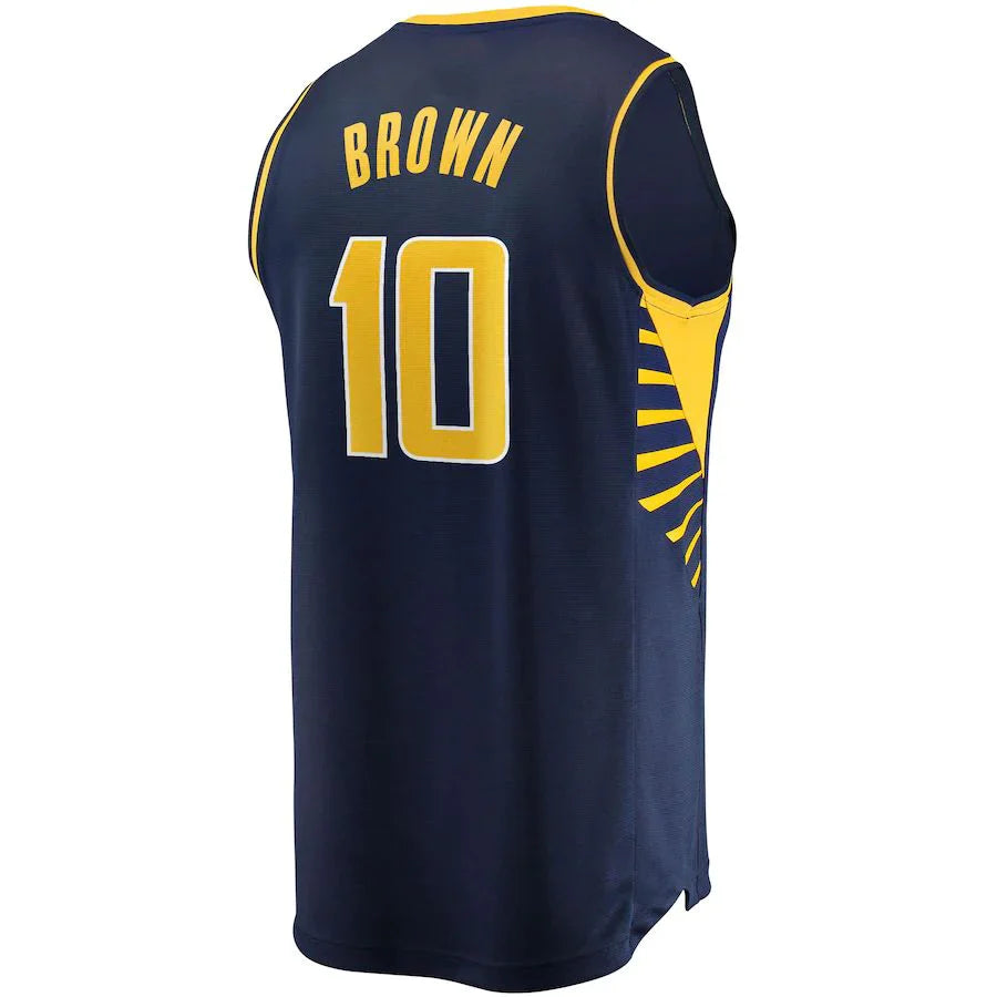 IN.Pacers #10 Kendall Brown Fanatics Branded 2021-22 Fast Break Replica Jersey Icon Edition Navy Stitched American Basketball Jersey - Main View