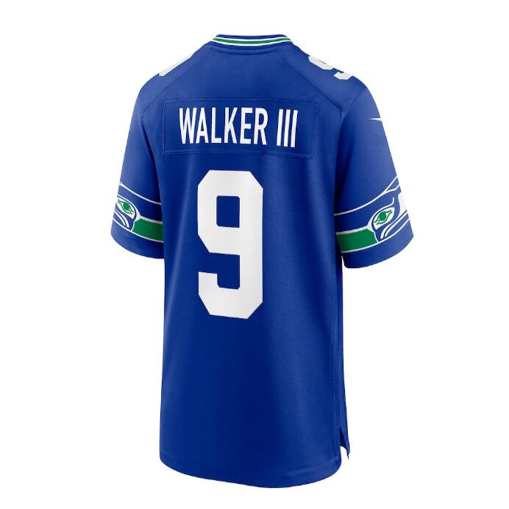 S.Seahawks #9 Kenneth Walker III Throwback Player Game Jersey - Royal Stitched American Football Jerseys - Main View