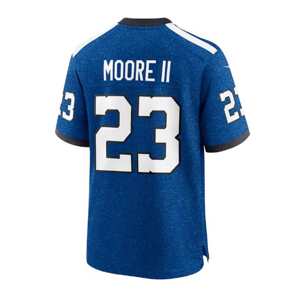 IN.Colts #23 Kenny Moore II Indiana Nights Alternate Game Jersey - Royal Stitched American Football Jerseys - Main View