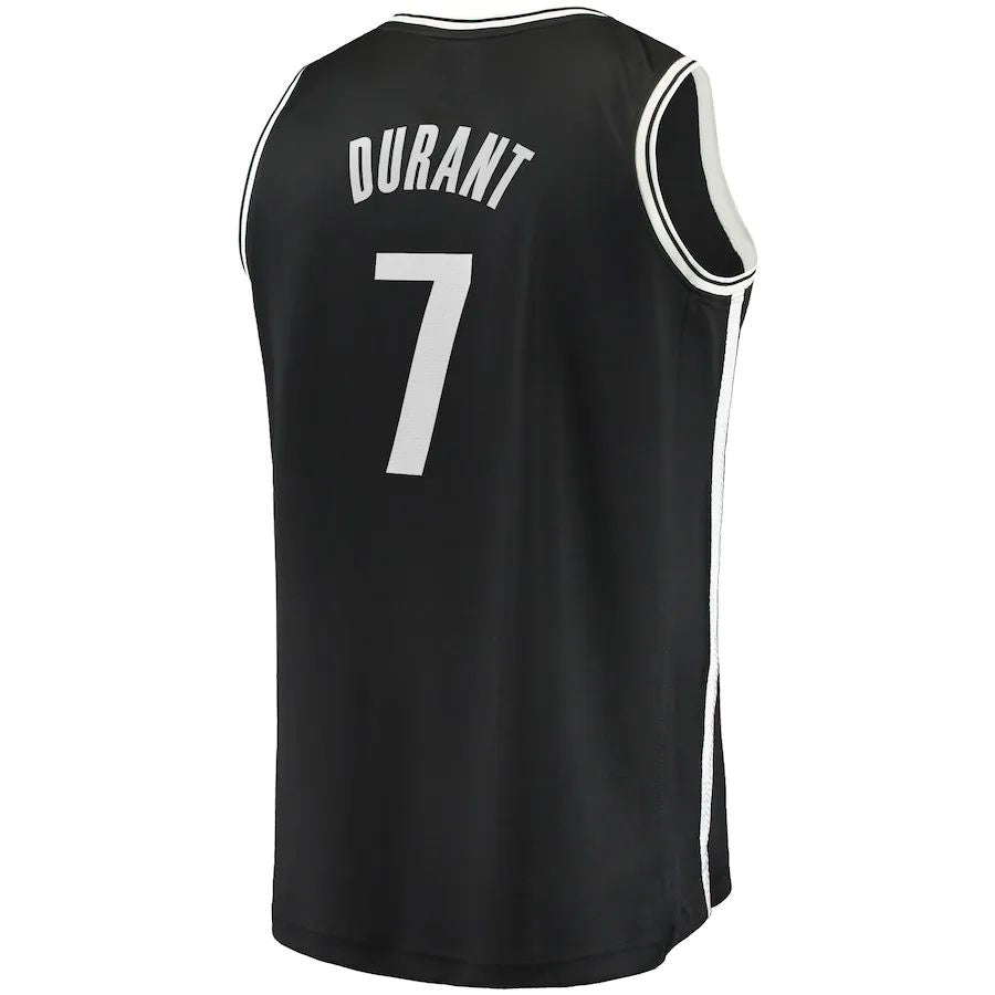 B.Nets #7 Kevin Durant Fanatics Branded 2019-20 Fast Break Replica Jersey Black Icon Edition Stitched American Basketball Jersey - Main View