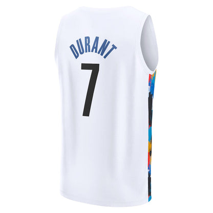B.Nets #7 Kevin Durant Fanatics Branded 2022-23 Fastbreak Jersey City Edition White Stitched American Basketball Jersey - Main View