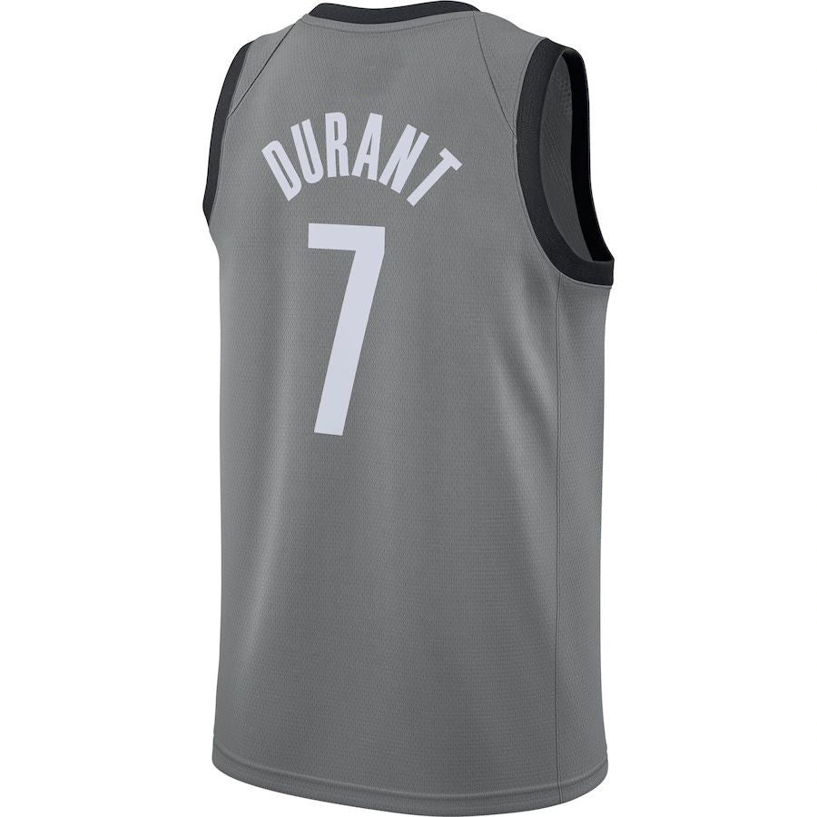 B.Nets #7 Kevin Durant Jordan Brand 2020-21 Swingman Jersey Statement Edition Gray Stitched American Basketball Jersey - Main View