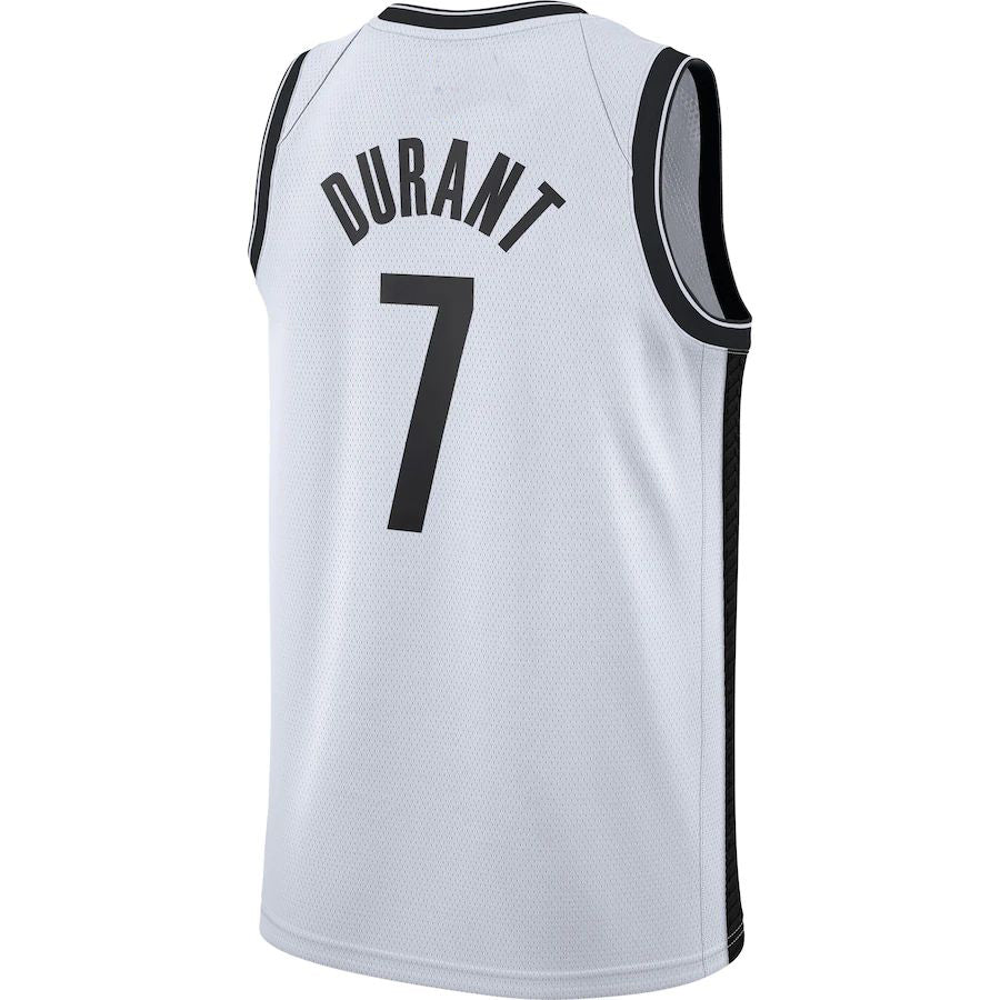 B.Nets #7 Kevin Durant 2020-21 Swingman Jersey White Association Edition Stitched American Basketball Jersey - Main View