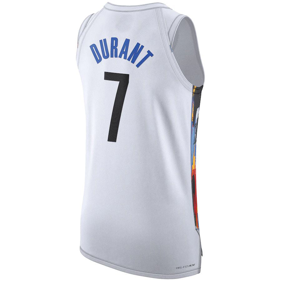 B.Nets #7 Kevin Durant 2022-23 Authentic Jersey City Edition White Stitched American Basketball Jersey - Main View