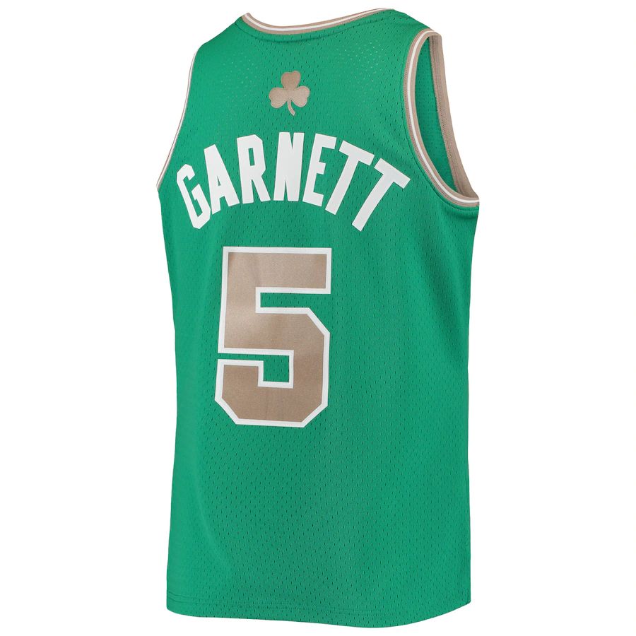 B.Celtics #5 Kevin Garnett Mitchell & Ness Hardwood Classics Swingman Jersey Kelly Green Stitched American Basketball Jersey - Main View