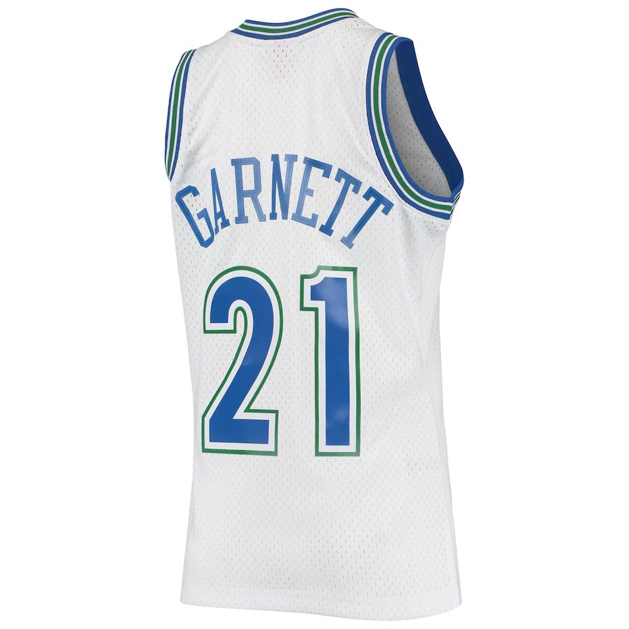M.Timberwolves #21 Kevin Garnett Mitchell & Ness 1995-96 Hardwood Classics Swingman Jersey Statement Edition White Stitched American Basketball Jersey - Main View