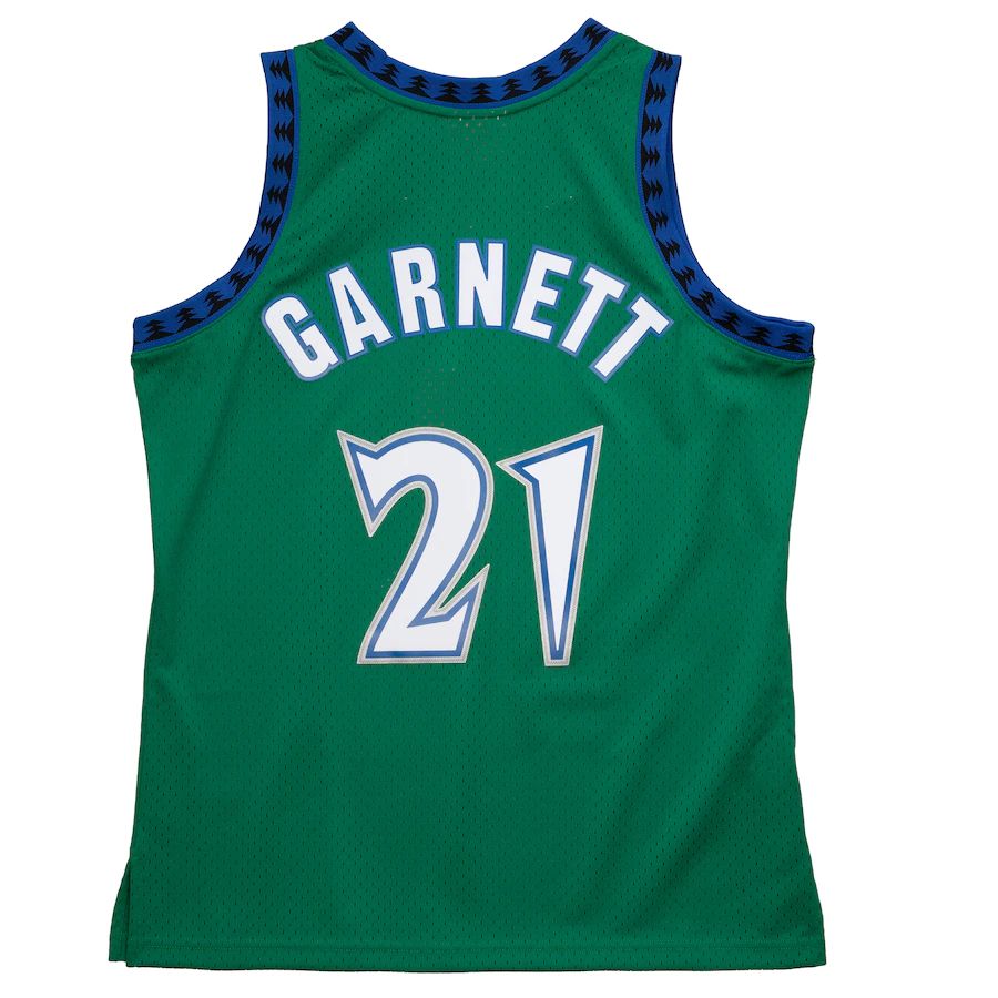 M.Timberwolves #21 Kevin Garnett Mitchell & Ness 1997-98 Hardwood Classics Reload 2.0 Swingman Jersey Green Stitched American Basketball Jersey - Main View
