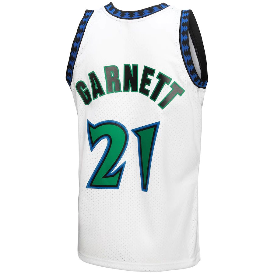 M.Timberwolves #21 Kevin Garnett Mitchell & Ness 1997-98 Hardwood Classics Reload 3.0 Swingman Jersey White Stitched American Basketball Jersey - Main View