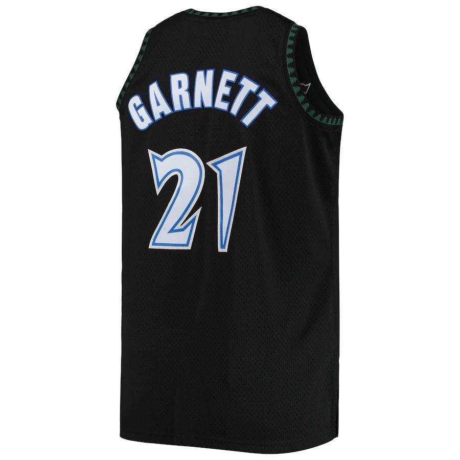 M.Timberwolves #21 Kevin Garnett Mitchell & Ness Big & Tall Hardwood Classics Jersey  Black Stitched American Basketball Jersey - Main View