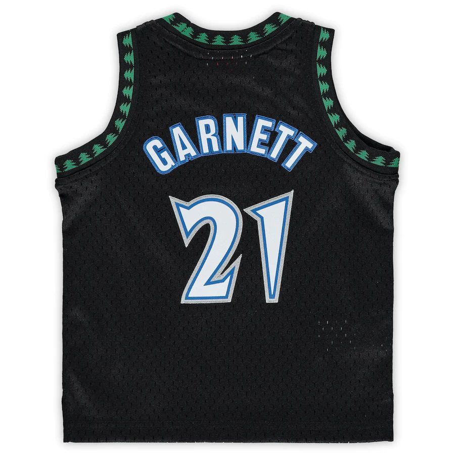 M.Timberwolves #21 Kevin Garnett Mitchell & Ness Infant 1997-98 Hardwood Classics Retired Player Jersey Black Stitched American Basketball Jersey - Main View