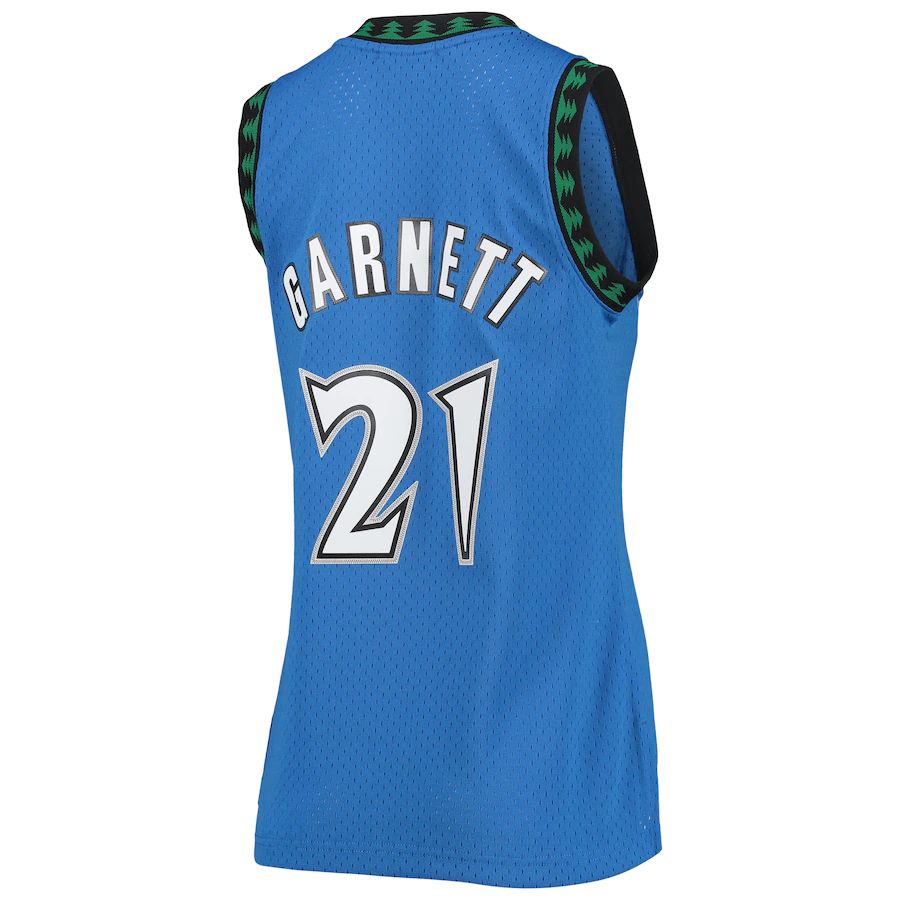 M.Timberwolves #21 Kevin Garnett Mitchell & Ness Hardwood Classics Swingman Jersey Blue Stitched American Basketball Jersey - Main View