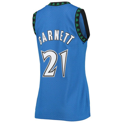 M.Timberwolves #21 Kevin Garnett Mitchell & Ness Hardwood Classics Swingman Jersey Blue Stitched American Basketball Jersey - Main View