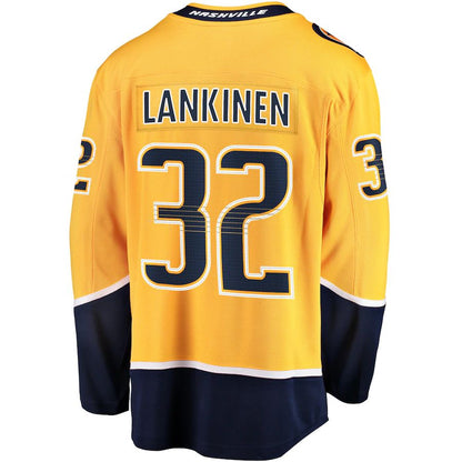 N.Predators #32 Kevin Lankinen Fanatics Branded Home Breakaway Player Jersey Gold Stitched American Hockey Jerseys - Main View