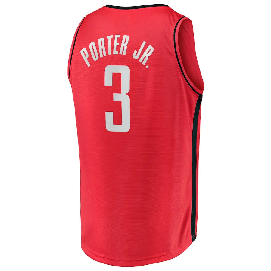 H.Rockets #3 Kevin Porter Jr. Fanatics Branded 2021-22 Fast Break Replica Jersey Icon Edition Red Stitched American Basketball Jersey - Main View