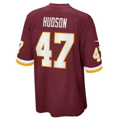 W.Football Team #47 Khaleke Hudson Burgundy Game Player Jersey Stitched American Football Jerseys - Main View