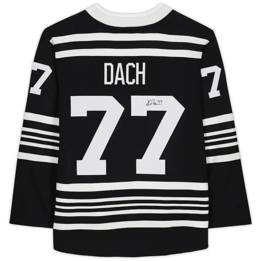 C.Blackhawks #77 Kirby Dach Fanatics Authentic Autographed Fanatics Alternate Breakaway Jersey Black Stitched American Hockey Jerseys - Main View