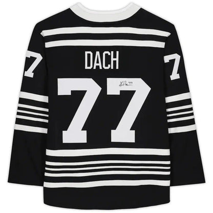 C.Blackhawks #77 Kirby Dach Fanatics Authentic Autographed Fanatics Alternate Breakaway Jersey Black Stitched American Hockey Jerseys - Main View