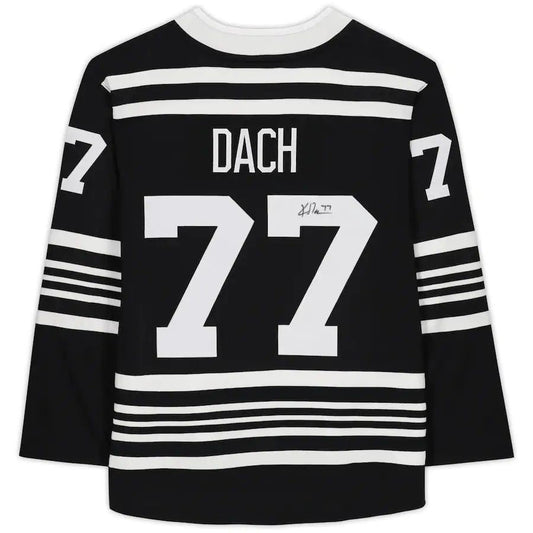 C.Blackhawks #77 Kirby Dach Fanatics Authentic Autographed Fanatics Alternate Breakaway Jersey Black Stitched American Hockey Jerseys - Main View