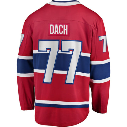 M.Canadiens #77 Kirby Dach Fanatics Branded Home Breakaway Player Jersey Red Stitched American Hockey Jerseys - Main View