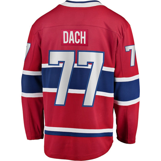M.Canadiens #77 Kirby Dach Fanatics Branded Home Breakaway Player Jersey Red Stitched American Hockey Jerseys - Main View