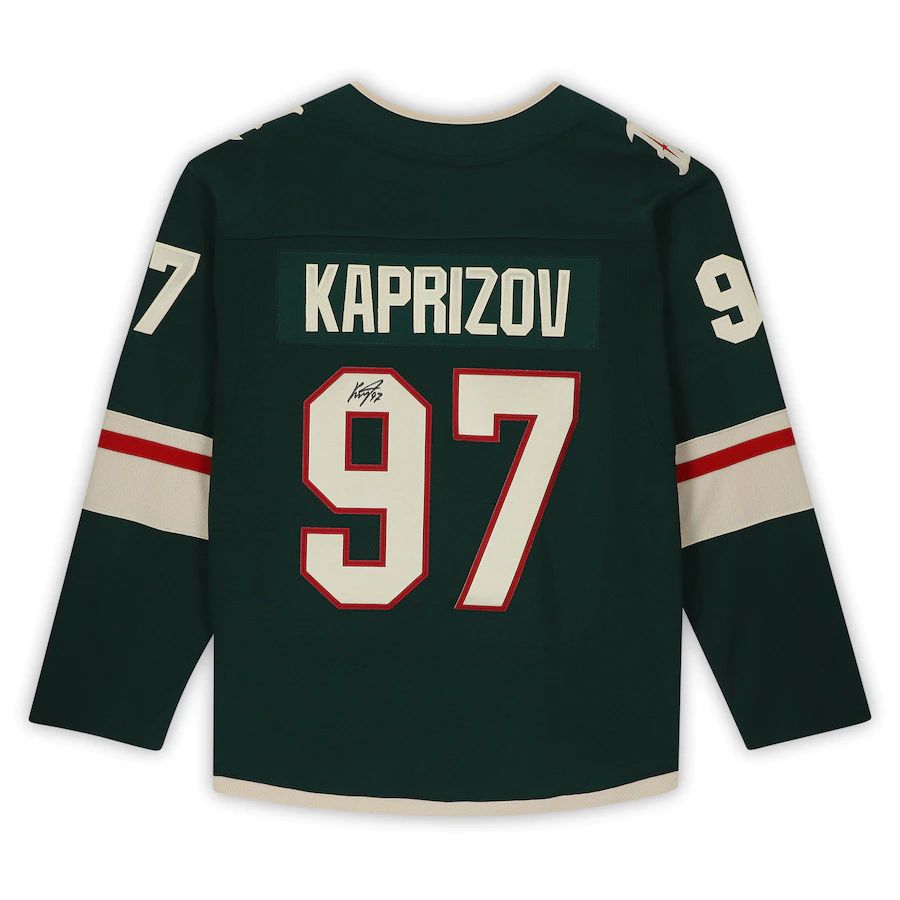M.Wild #97 Kirill Kaprizov Fanatics Authentic Autographed Jersey Imperfect Condition Green Stitched American Hockey Jerseys - Main View