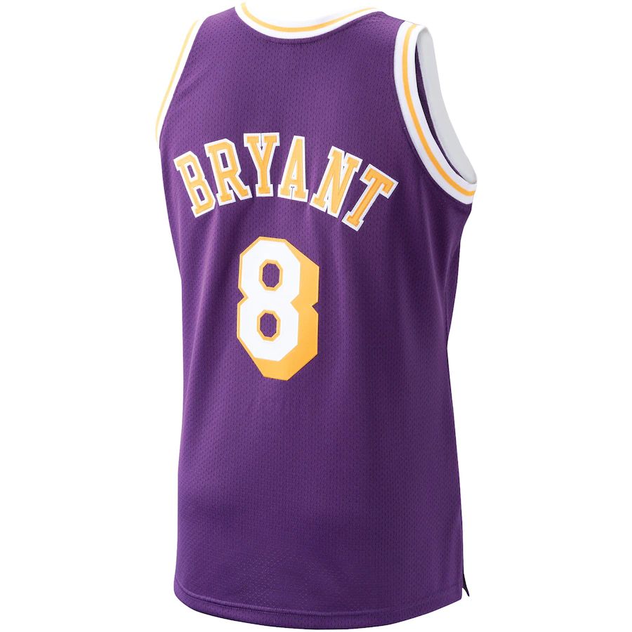 LA.Lakers #8 Kobe Bryant Mitchell & Ness 1996-97 Hardwood Classics Authentic Player Jersey Purple Stitched American Basketball Jersey - Main View