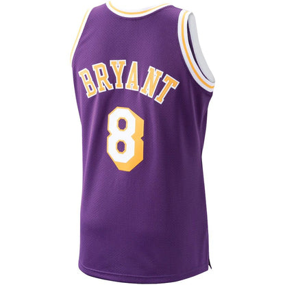 LA.Lakers #8 Kobe Bryant Mitchell & Ness 1996-97 Hardwood Classics Authentic Player Jersey Purple Stitched American Basketball Jersey - Main View
