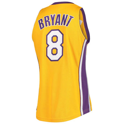 LA.Lakers #8 Kobe Bryant Mitchell & Ness 2001-02 Hardwood Classics Authentic Jersey Gold Stitched American Basketball Jersey - Main View