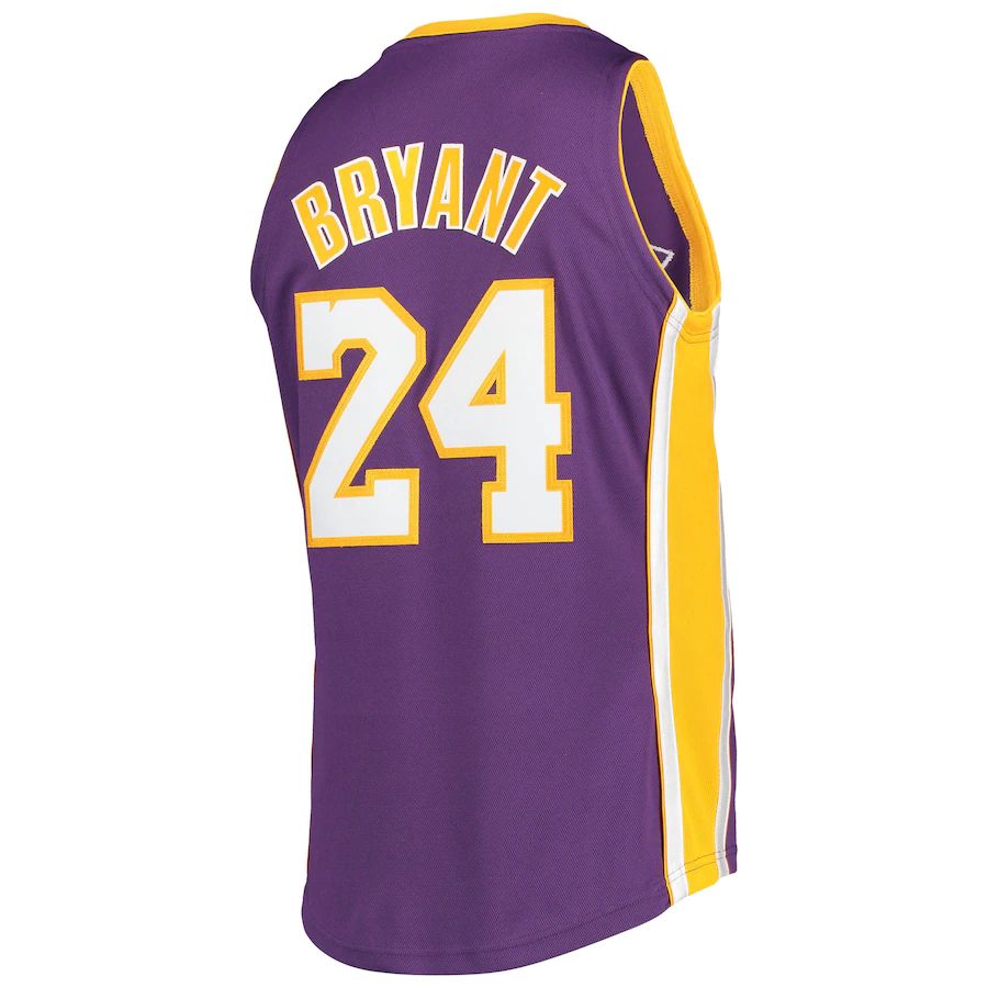 LA.Lakers #24 Kobe Bryant Mitchell & Ness 2007-08 Hardwood Classics 60th Season Authentic Jersey Purple Stitched American Basketball Jersey - Main View