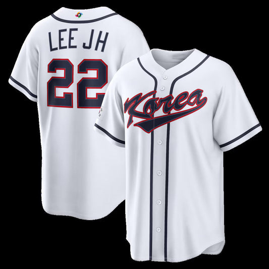 Korea Baseball #22 Jung Hoo Lee 2026 World Baseball Classic Home Stadium Jersey - White Baseball Jersey Tailgate Goods - Main View