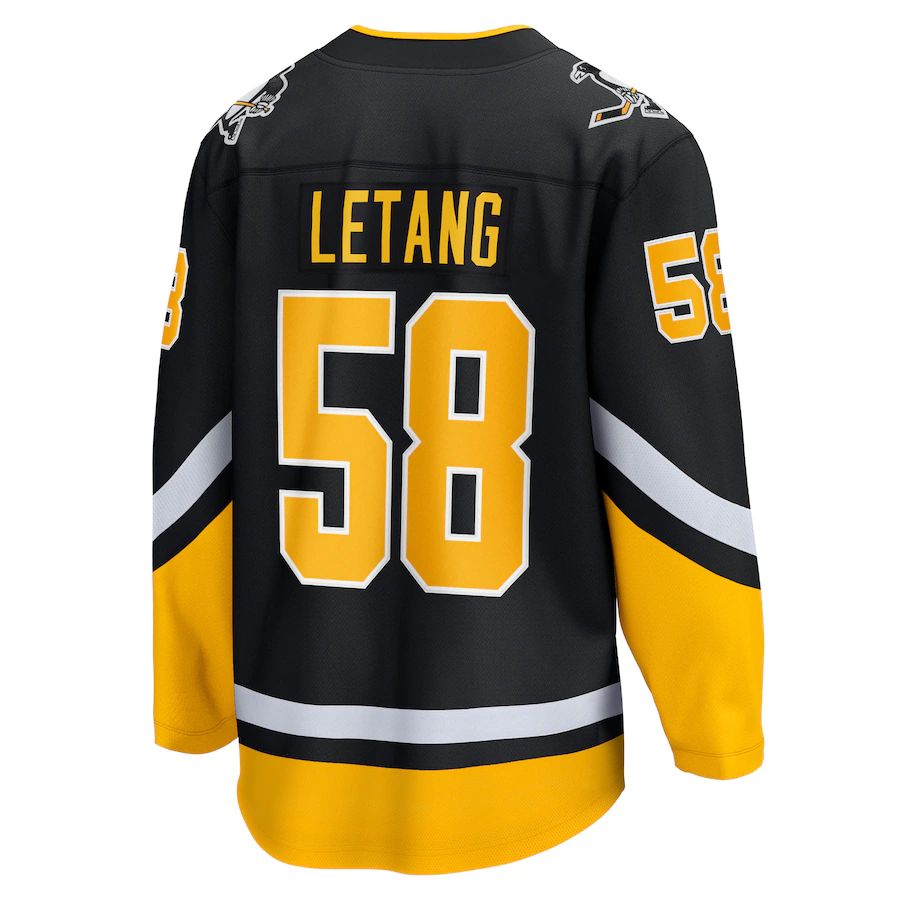 P.Penguins #58 Kris Letang Fanatics Branded 2021-22 Alternate Premier Breakaway Player Jersey  Black Stitched American Hockey Jerseys - Main View
