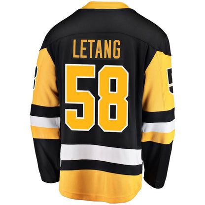 P.Penguins #58 Kris Letang Fanatics Branded Breakaway Player Jersey Black Stitched American Hockey Jerseys - Main View
