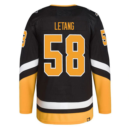 P.Penguins #58 Kris Letang 2021-22 Alternate Primegreen Authentic Pro Player Jersey Black Stitched American Hockey Jerseys - Main View