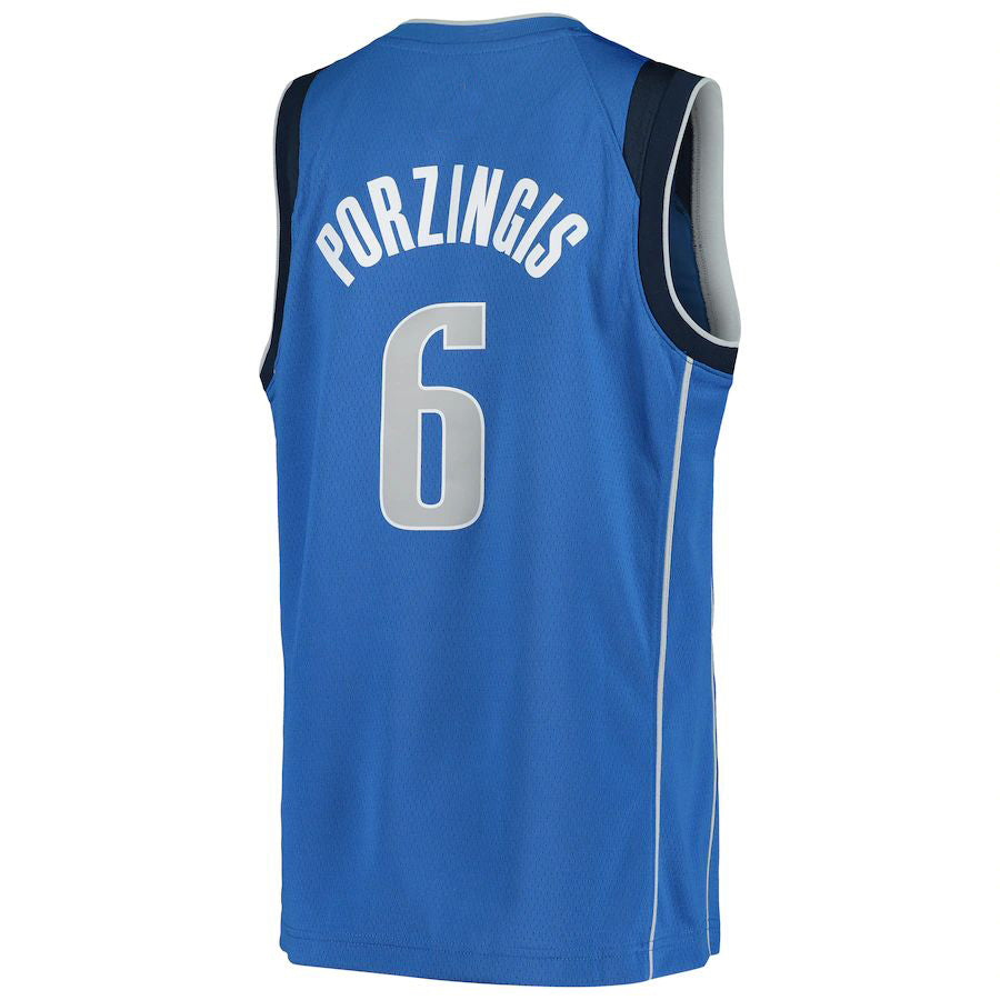 D.Mavericks #6 Kristaps Porzingis 2020-21 Swingman Jersey Icon Edition Blue Stitched American Basketball Jersey - Main View