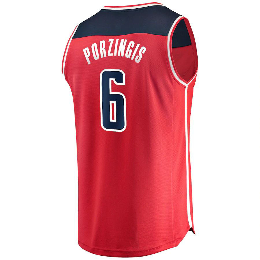 W.Wizards #6 Kristaps Porzingis Fanatics Branded Fast Break Replica Jersey Red Icon Edition Stitched American Basketball Jersey - Main View
