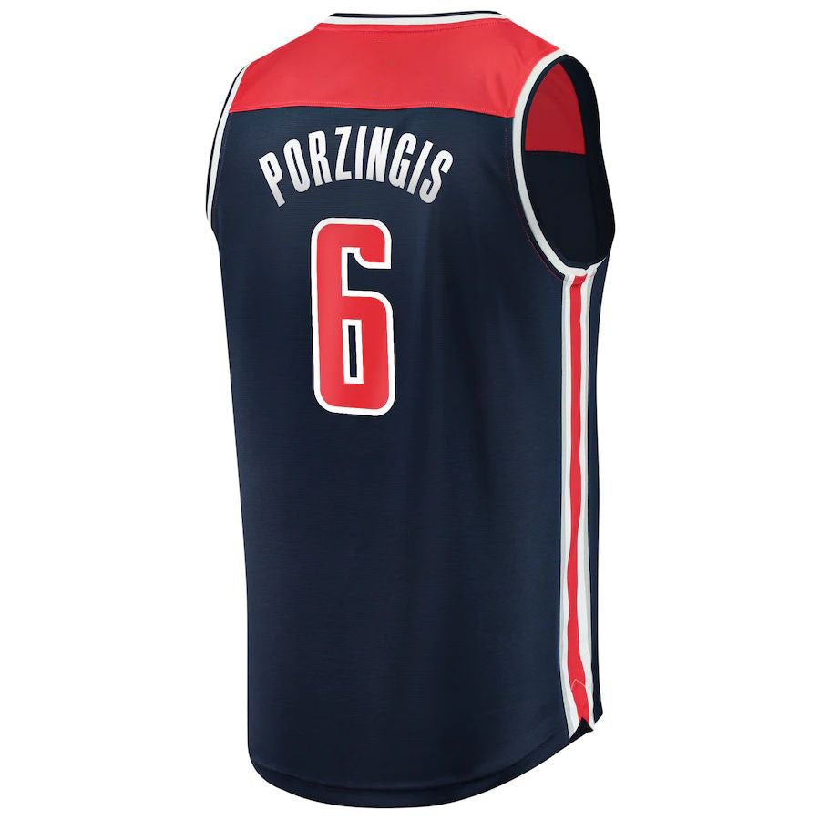 W.Wizards #6 Kristaps Porzingis Fanatics Branded Fast Break Replica Jersey Navy Statement Edition Stitched American Basketball Jersey - Main View