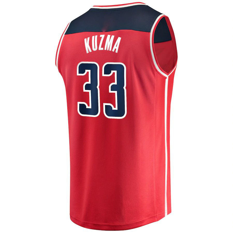W.Wizards #33 Kyle Kuzma Fanatics Branded Fast Break Replica Jersey Icon Edition Red Stitched American Basketball Jersey - Main View