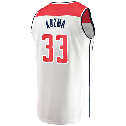 W.Wizards #33 Kyle Kuzma Fanatics Branded  Fast Break Replica Jersey White Association Edition Stitched American Basketball Jersey - Main View
