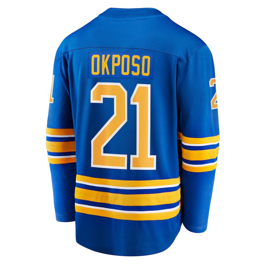 B.Sabres #21 Kyle Okposo Fanatics Branded Home Breakaway Jersey  Royal Stitched American Hockey Jerseys - Main View