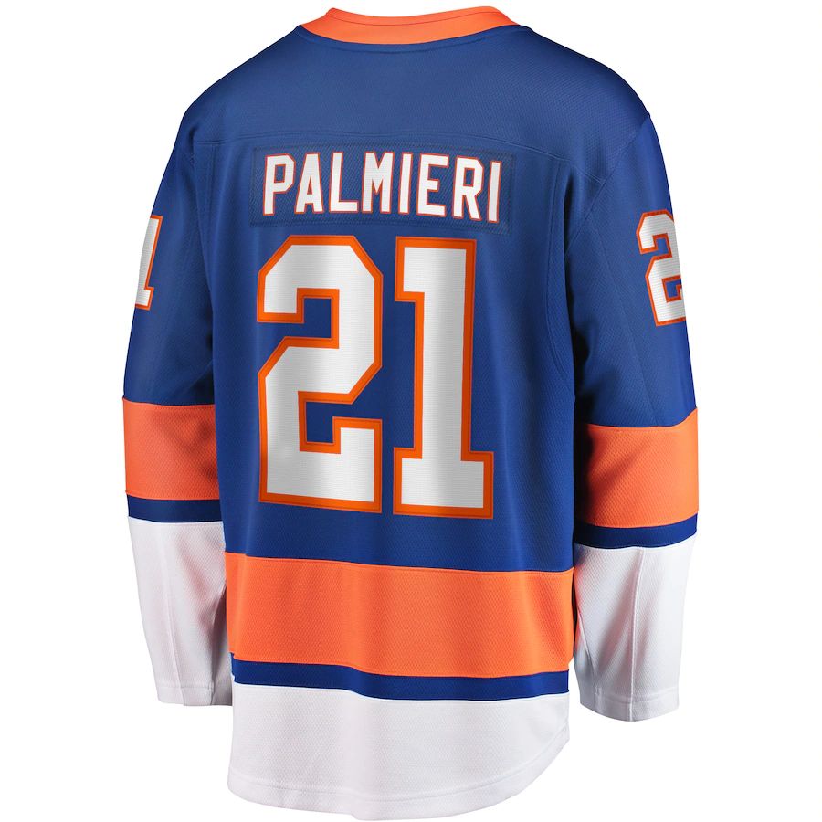 NY.Islanders #21 Kyle Palmieri Fanatics Branded 2017-18 Home Breakaway Replica Jersey Royal Stitched American Hockey Jerseys - Main View