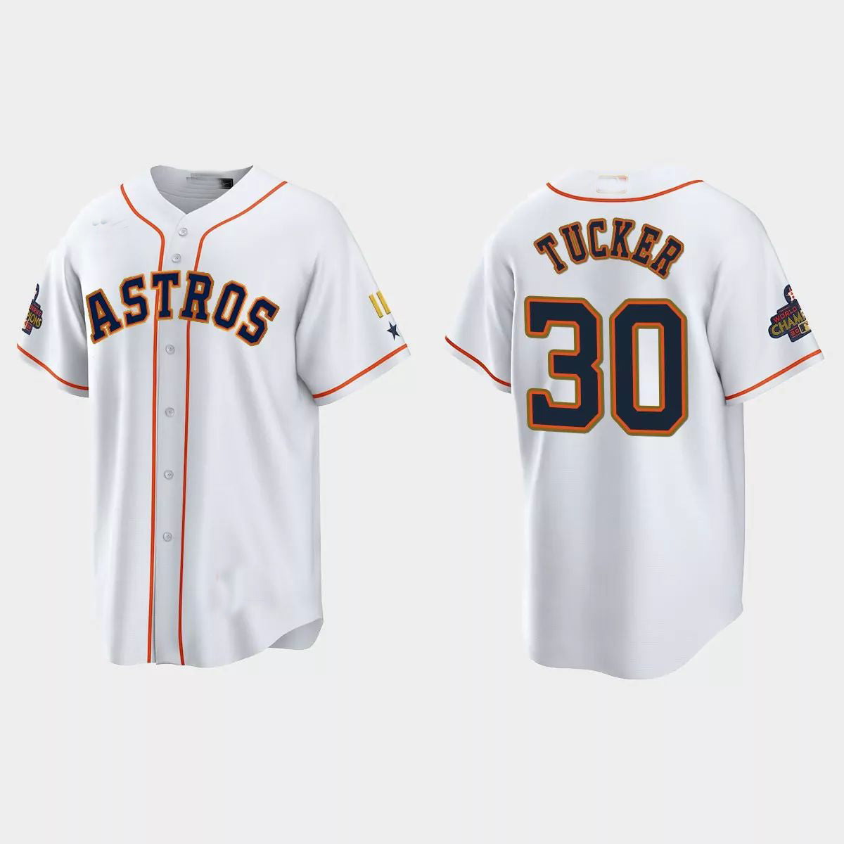#30 Kyle Tucker Houston Astros 2023 Gold Program Jersey ¨C White Stitches Baseball Jerseys - Main View