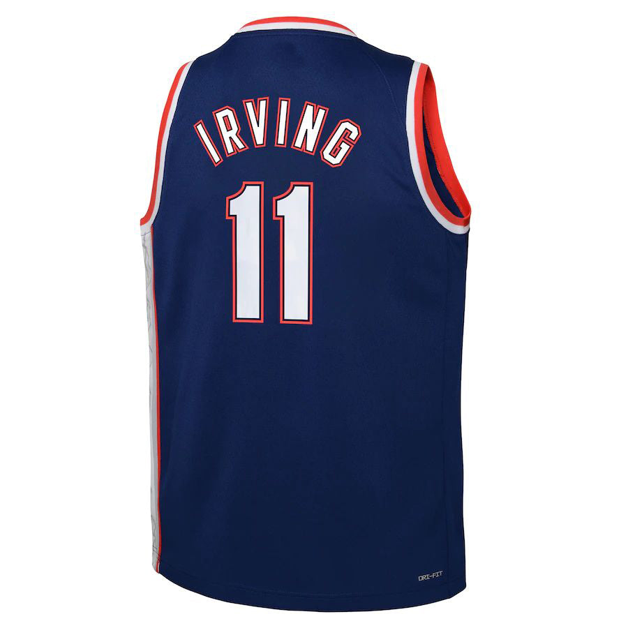 B.Nets #11 Kyrie Irving 2021-22 Swingman Jersey City Edition Navy Stitched American Basketball Jersey - Main View
