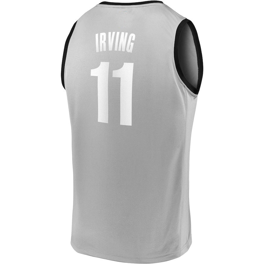 B.Nets #11 Kyrie Irving Fanatics Branded 2019 Fast Break Player Movement Jersey Statement Edition Charcoal Stitched American Basketball Jersey - Main View