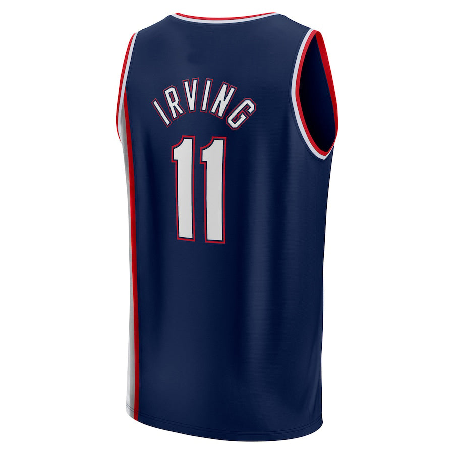 B.Nets #11 Kyrie Irving Fanatics Branded 2021-22 Fast Break Replica Jersey  City Edition Navy Stitched American Basketball Jersey - Main View
