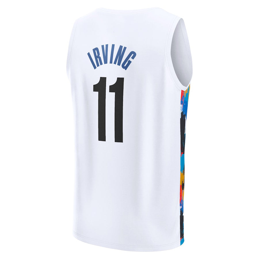 B.Nets #11 Kyrie Irving Fanatics Branded 2022-23 Fastbreak Jersey City Edition White Stitched American Basketball Jersey - Main View